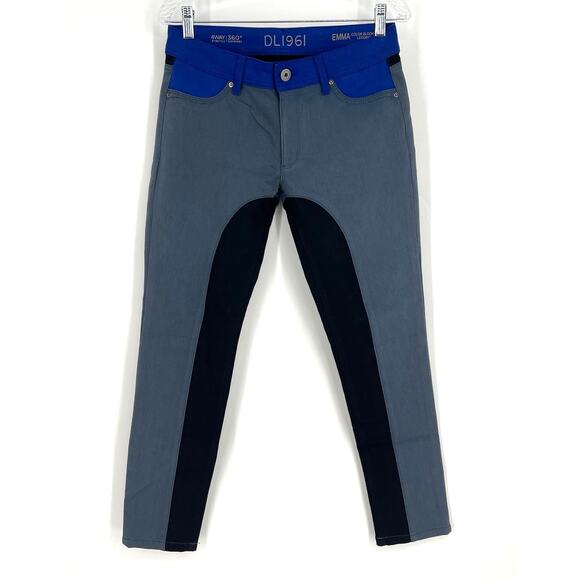 DL1961 Emma Color Block Jegging Size 29 Gray Blue Black 4Way Stretch - Picture 1 of 8